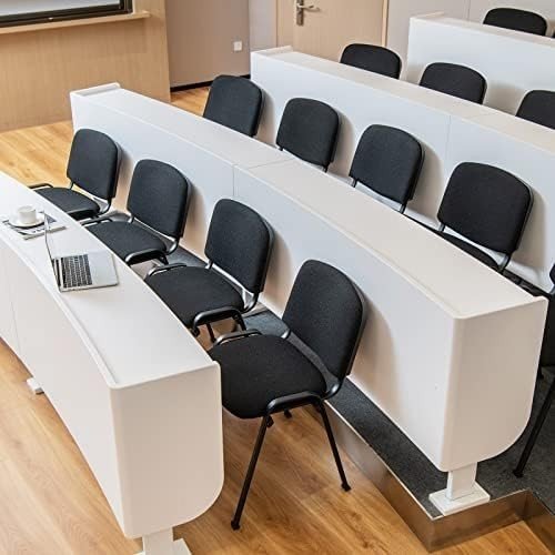 Stackable Reception Chairs Set 5 Black Linen Metal Frame Office - Kwikley
