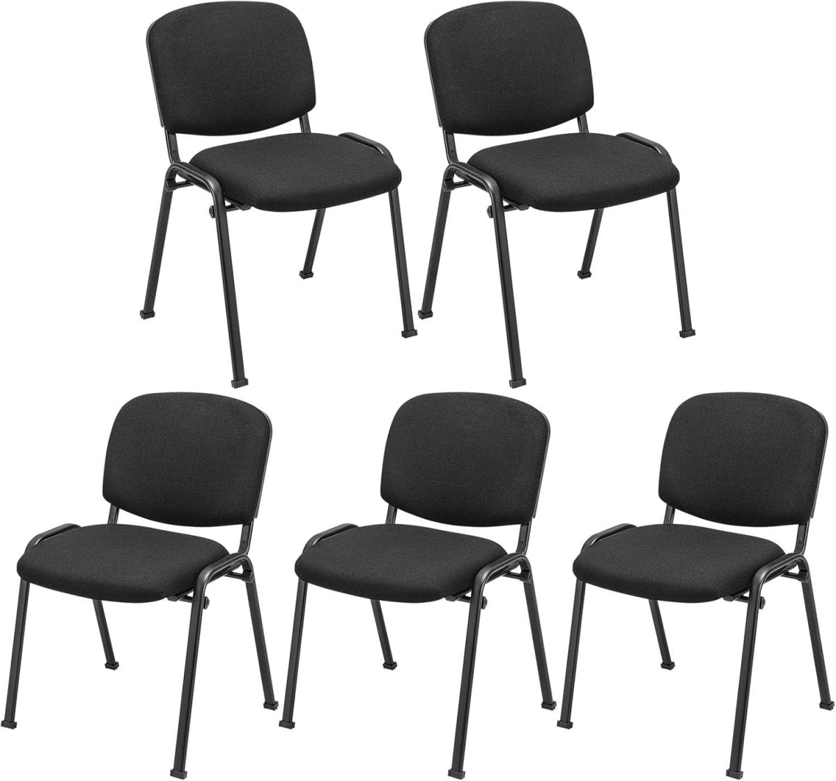 Stackable Reception Chairs Set 5 Black Linen Metal Frame Office - Kwikley