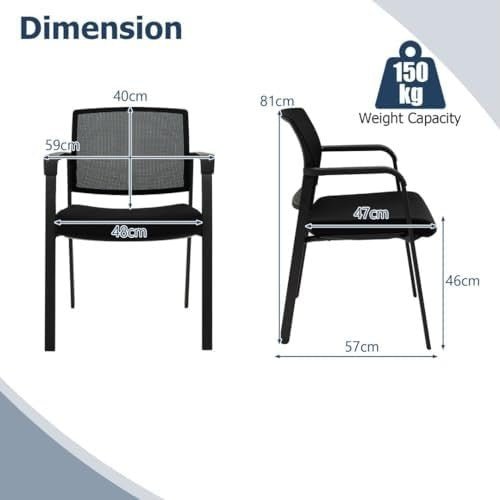 Stackable Reception Chairs Set of 2 Mesh Back Office - Kwikley