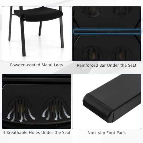 Stackable Reception Chairs Set of 2 Mesh Back Office - Kwikley