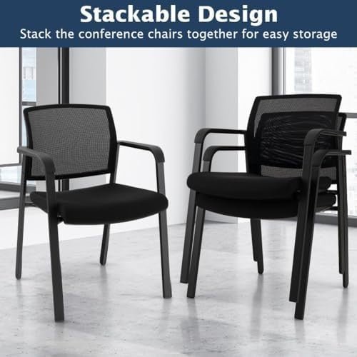 Stackable Reception Chairs Set of 2 Mesh Back Office - Kwikley