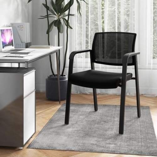 Stackable Reception Chairs Set of 2 Mesh Back Office - Kwikley