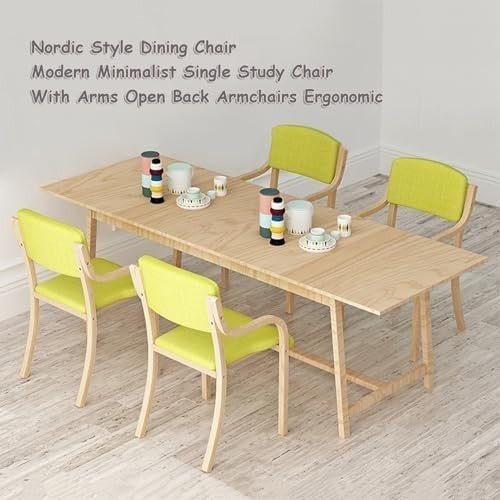 Stackable Solid Wood Dining Chair with Arms PU Seat Modern Comfort - Kwikley
