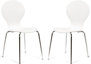 Stackable White & Chrome Dining Chairs Set of 2 Kitchen Cafe Bistro Seats - Kwikley
