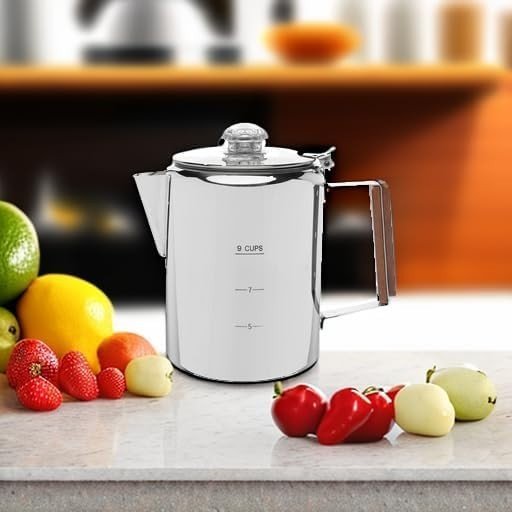 Stainless Steel Coffee Percolator 9 Cup Stovetop Camping Coffee Pot - Kwikley