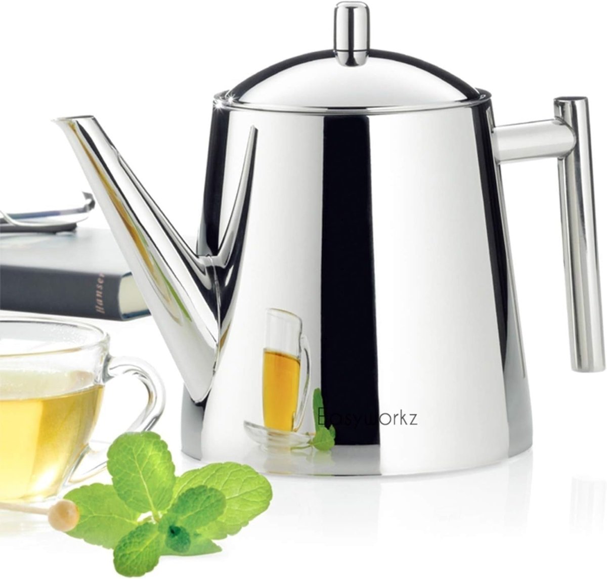 Stainless Steel Tea Pot 1500ml Removable Infuser Loose Leaf Herbal Tea - Kwikley