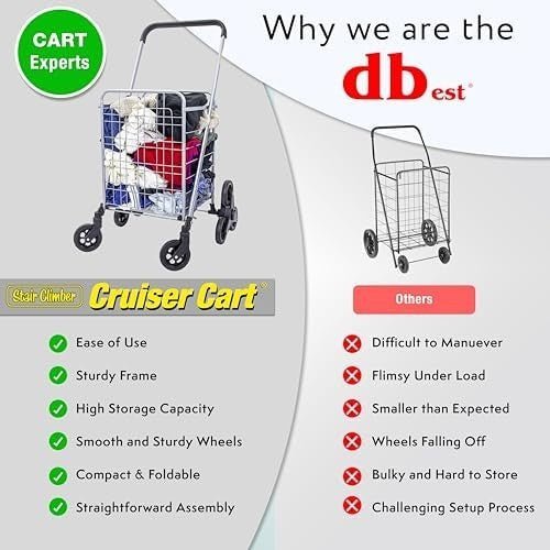 Stair Climbing Shopping Trolley Folding Utility Cart with Wheels - Kwikley