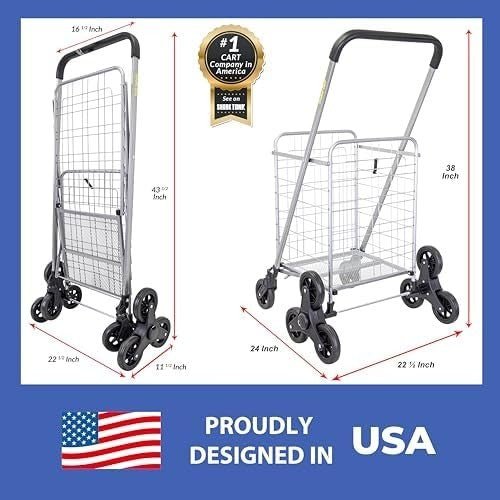 Stair Climbing Shopping Trolley Folding Utility Cart with Wheels - Kwikley