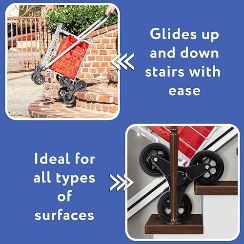 Stair Climbing Shopping Trolley Folding Utility Cart with Wheels - Kwikley