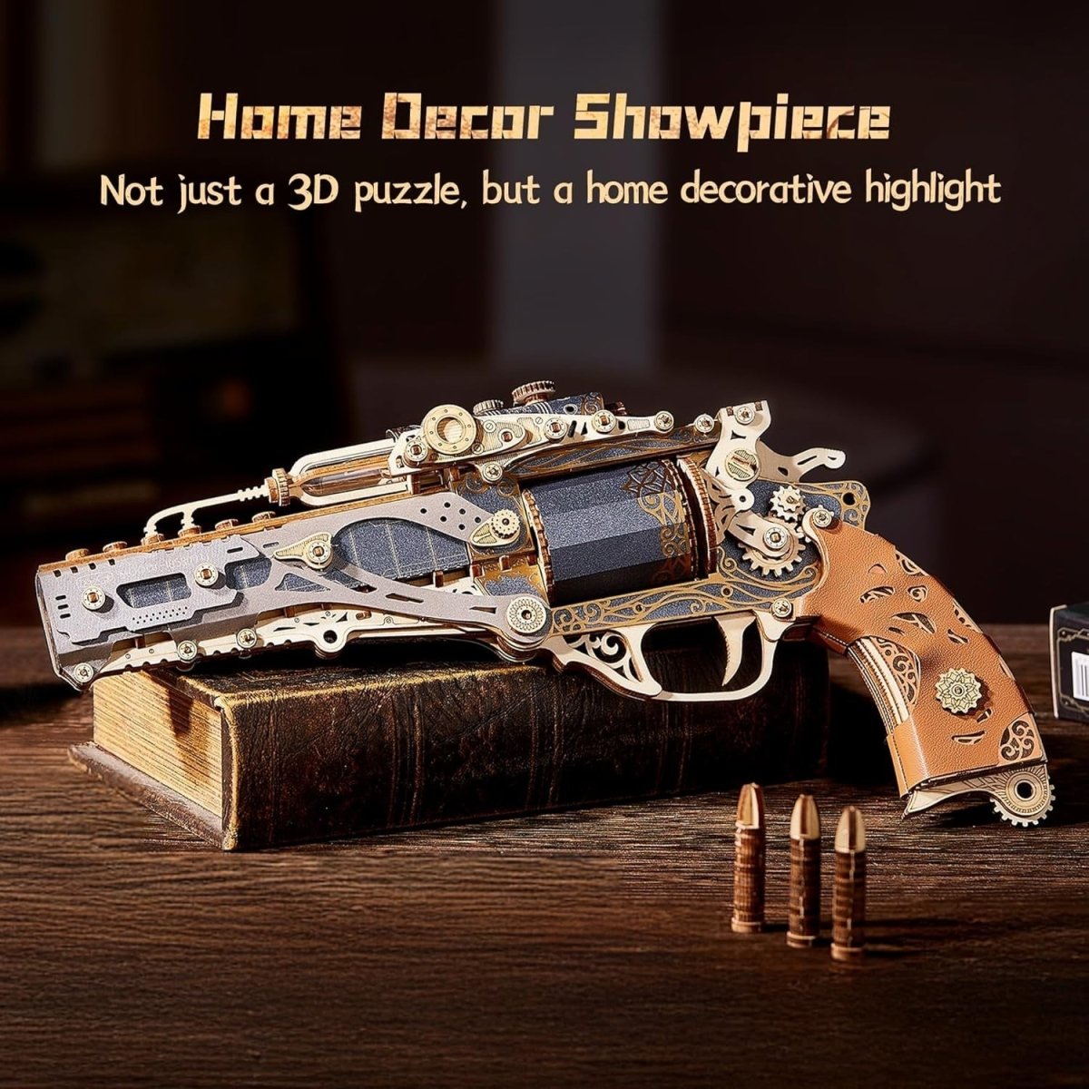 Steampunk Revolver 3D Wooden Puzzle 318PCS DIY Mechanical Model Kit - Kwikley