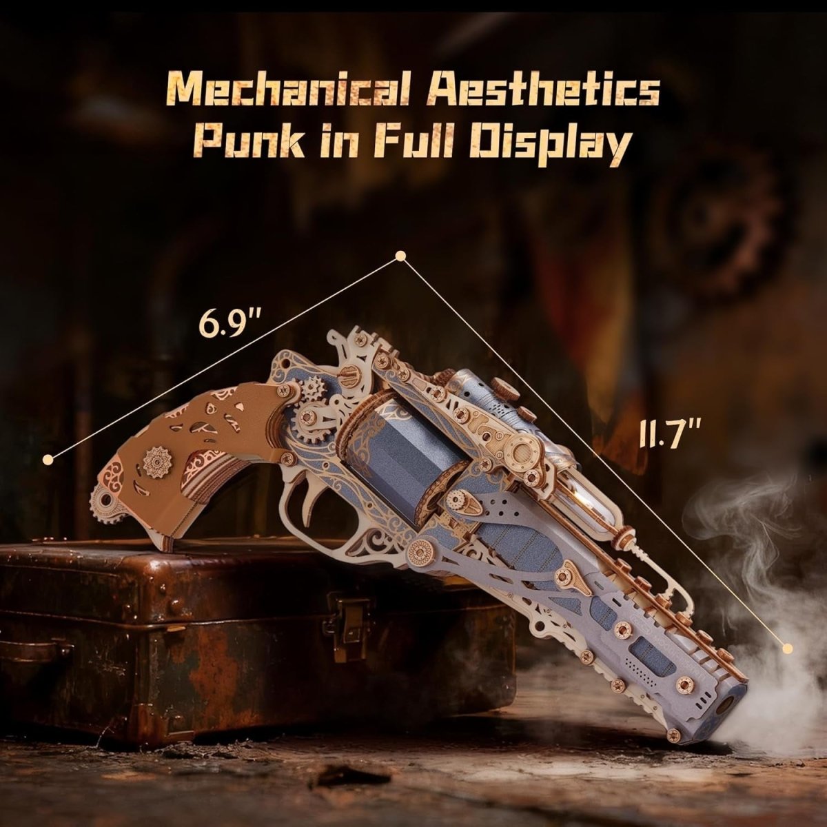 Steampunk Revolver 3D Wooden Puzzle 318PCS DIY Mechanical Model Kit - Kwikley