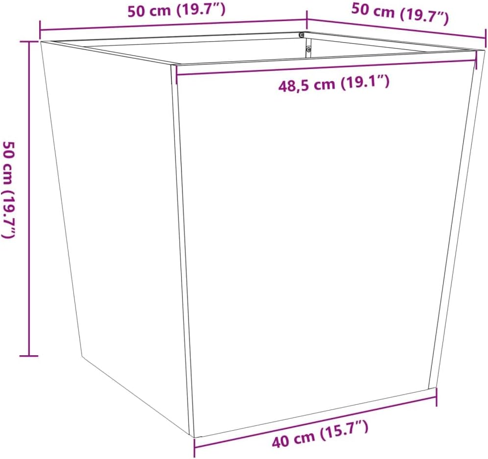 Steel Garden Planter Box 50x50x50cm Outdoor Flower Pot Set - Kwikley