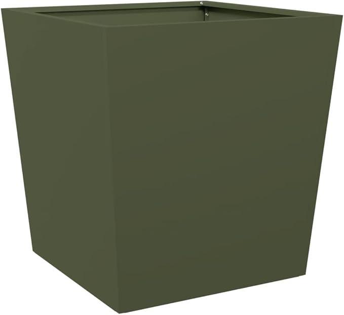 Steel Garden Planter Box Set 50x50x50cm Olive Green Outdoor Pots - Kwikley
