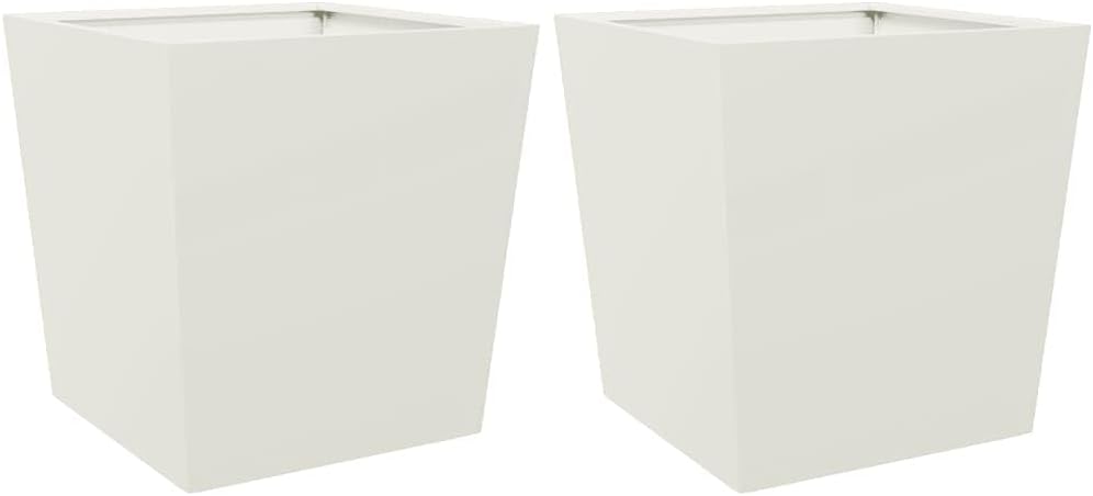 Steel Garden Planter Box Set 50x50x50cm White Outdoor Pots - Kwikley