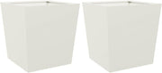 Steel Garden Planter Box Set 50x50x50cm White Outdoor Pots - Kwikley