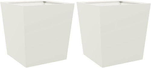 Steel Garden Planter Box Set 50x50x50cm White Outdoor Pots - Kwikley