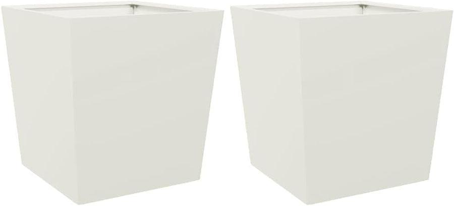 Steel Garden Planter Box Set 50x50x50cm White Outdoor Pots - Kwikley