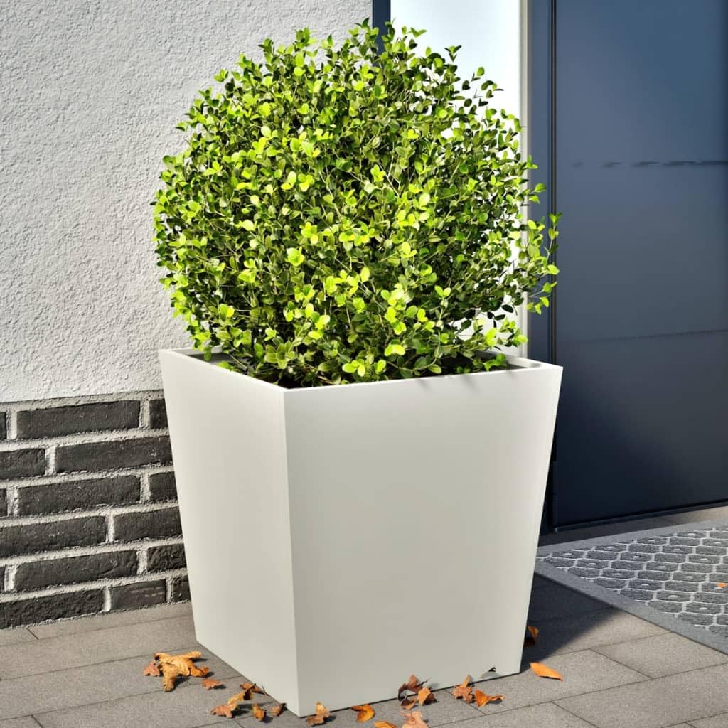 Steel Garden Planter Box Set 50x50x50cm White Outdoor Pots - Kwikley