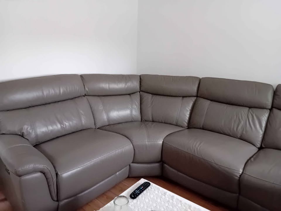 Steel Grey Leather Reclining Corner Sofa (PTP) - Kwikley