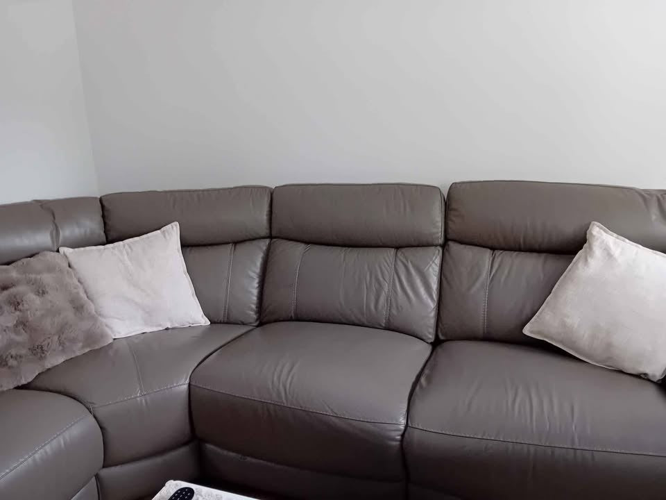 Steel Grey Leather Reclining Corner Sofa (PTP) - Kwikley