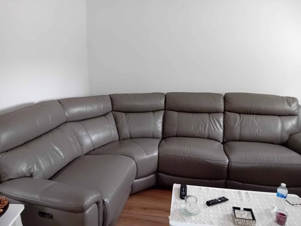 Steel Grey Leather Reclining Corner Sofa (PTP) - Kwikley