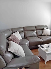 Steel Grey Leather Reclining Corner Sofa (PTP) - Kwikley