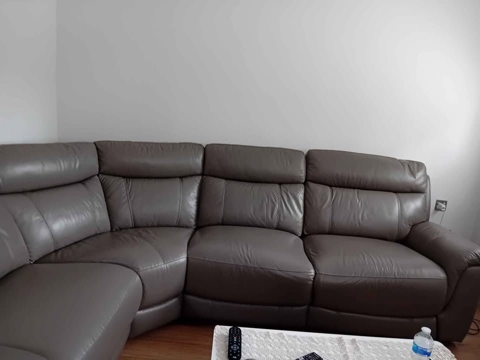 Steel Grey Leather Reclining Corner Sofa (PTP) - Kwikley
