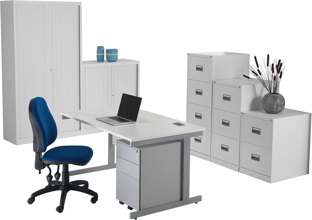 Steel Lockable Storage Cabinet with Adjustable Shelves, 195cm Tall, Grey - Kwikley