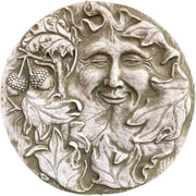 Stone Green Man Wall Plaque Round Garden Sculpture 30cm Decor - Kwikley