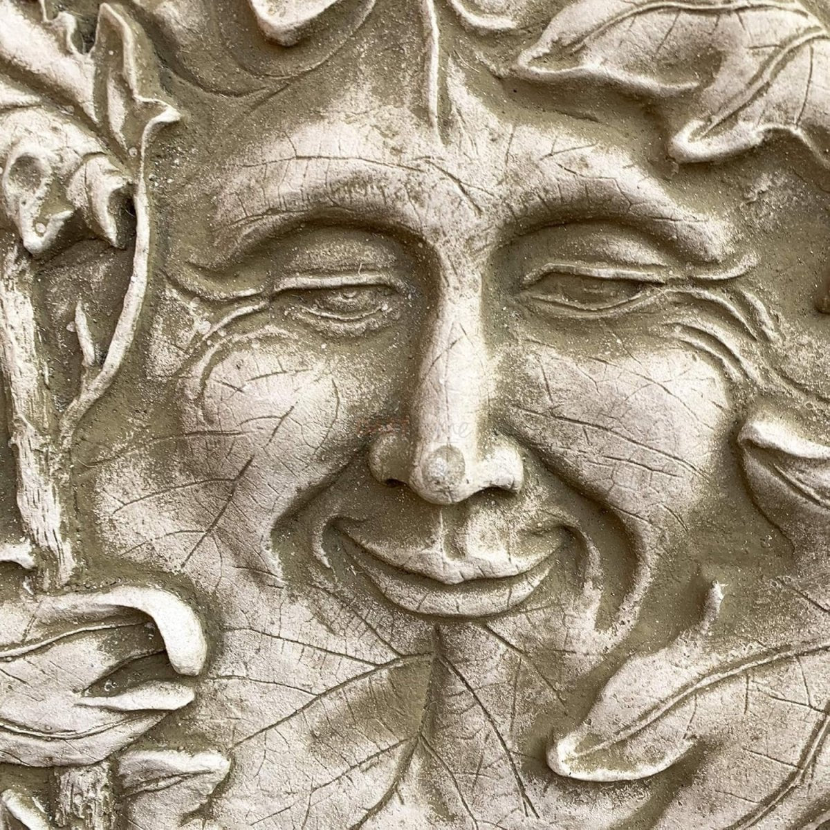Stone Green Man Wall Plaque Round Garden Sculpture 30cm Decor - Kwikley