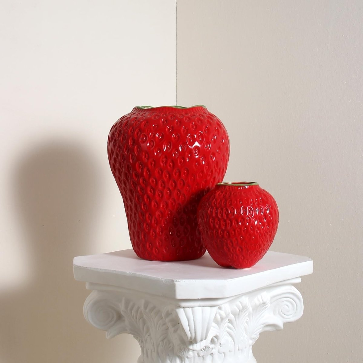 Strawberry Ceramic Flower Vase Large Red Cute Fruit Decorative Home Décor - Kwikley