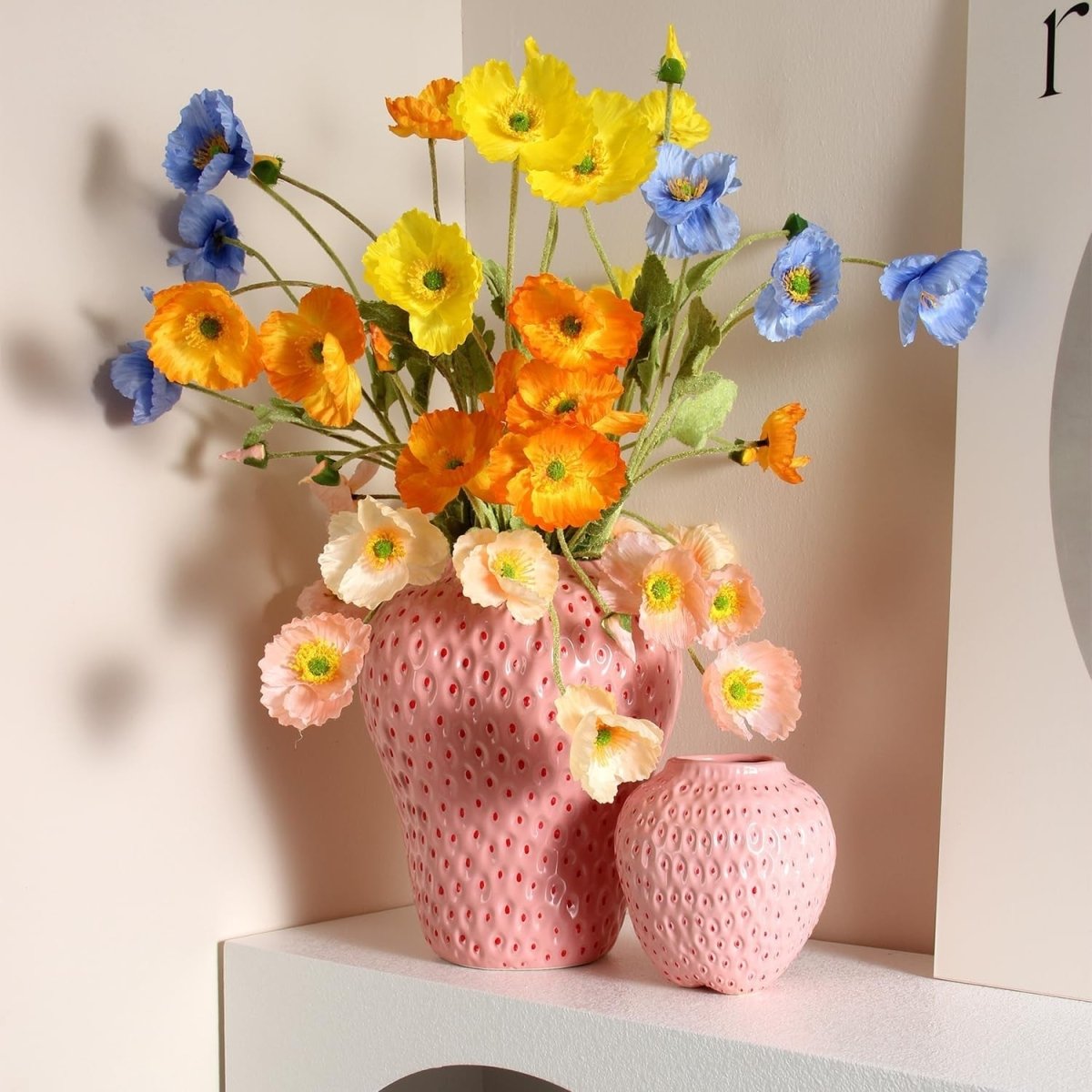 Strawberry Ceramic Flower Vase Mini Pink Cute Fruit Decorative Home Décor - Kwikley