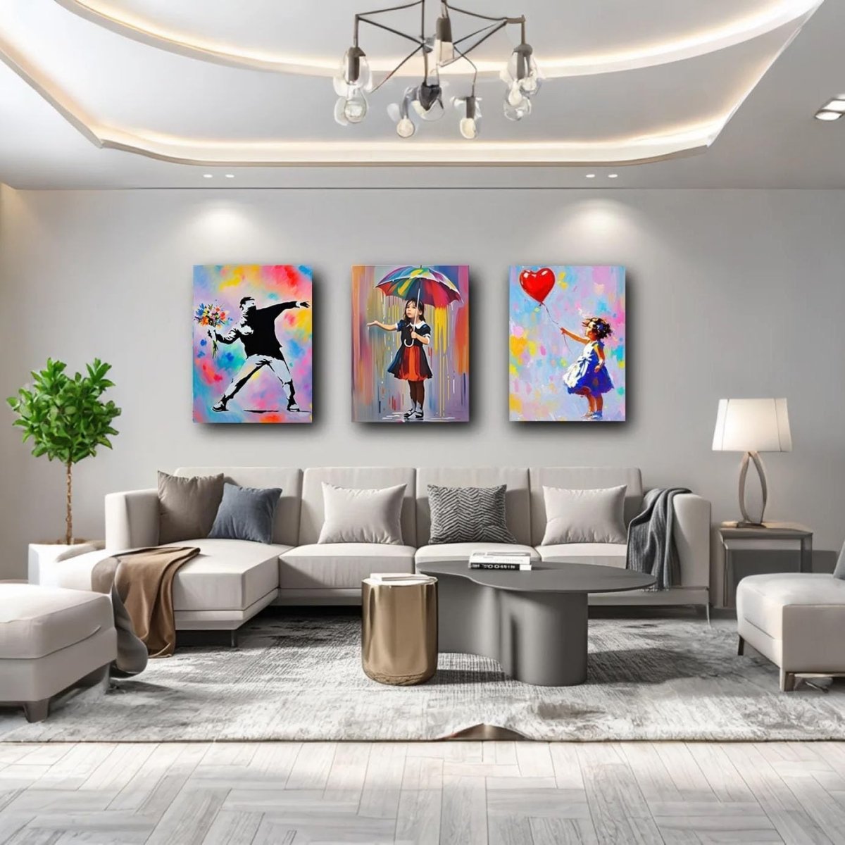 Street Art Canvas Wall Art Set 3 Framed 30x40cm Graffiti - Kwikley