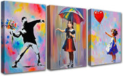 Street Art Canvas Wall Art Set 3 Framed 30x40cm Graffiti - Kwikley