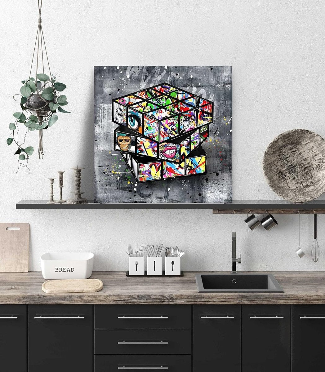 Street Graffiti Canvas Wall Art 14x14 Framed Pop Art - Kwikley