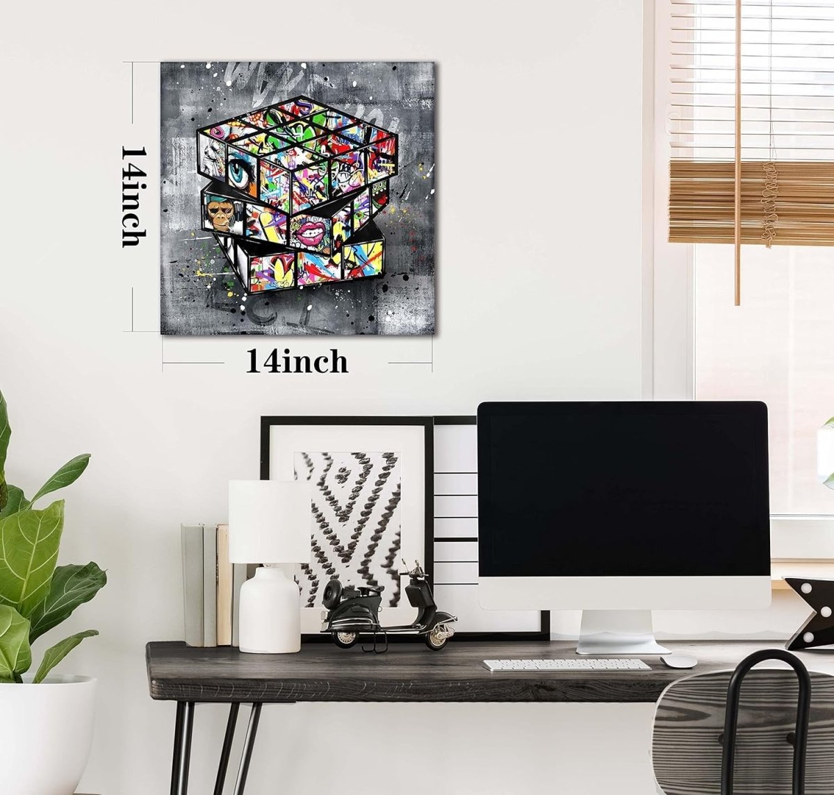 Street Graffiti Canvas Wall Art 14x14 Framed Pop Art - Kwikley