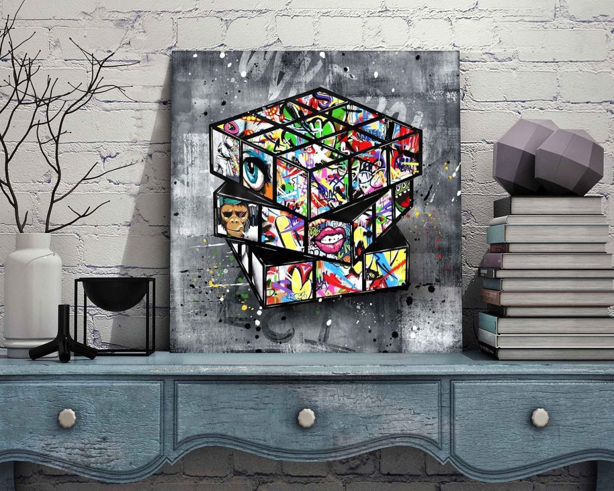 Street Graffiti Canvas Wall Art 14x14 Framed Pop Art - Kwikley