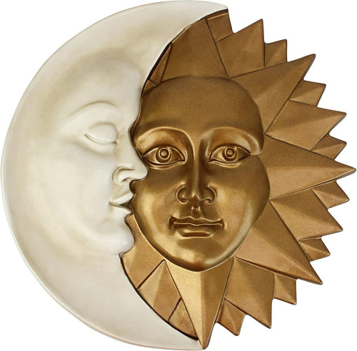 Sun and Moon Wall Sculpture 39.5cm Indoor Outdoor Resin Decor - Kwikley