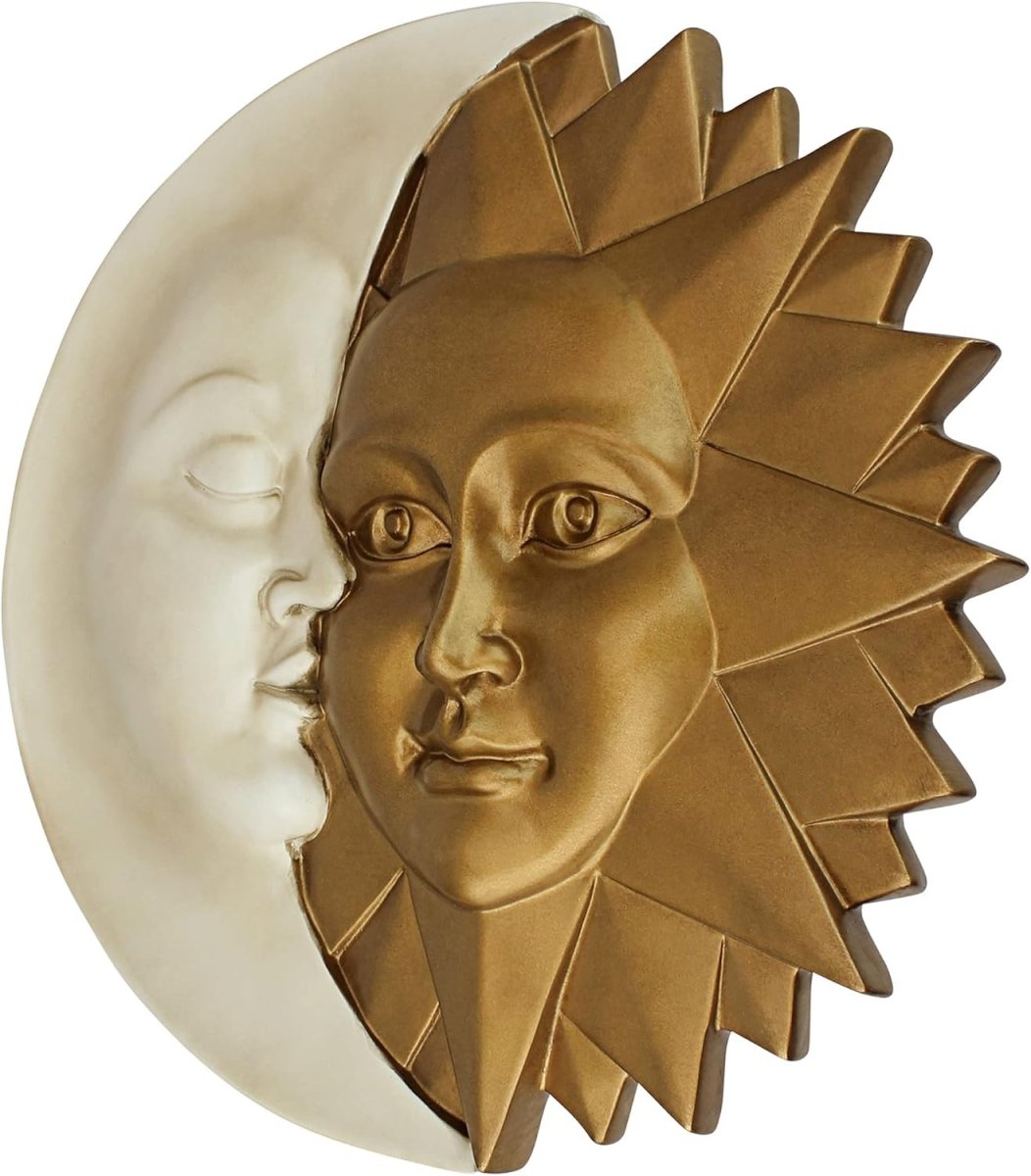 Sun and Moon Wall Sculpture 39.5cm Indoor Outdoor Resin Decor - Kwikley