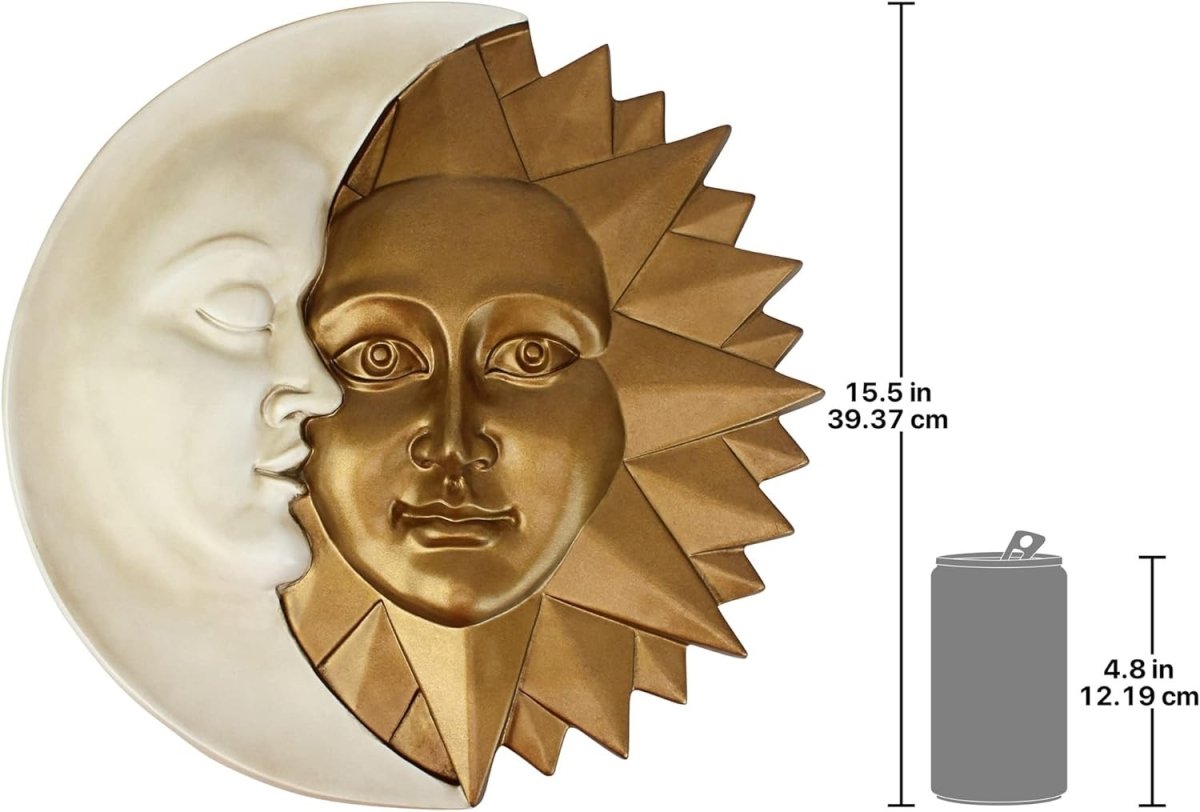 Sun and Moon Wall Sculpture 39.5cm Indoor Outdoor Resin Decor - Kwikley