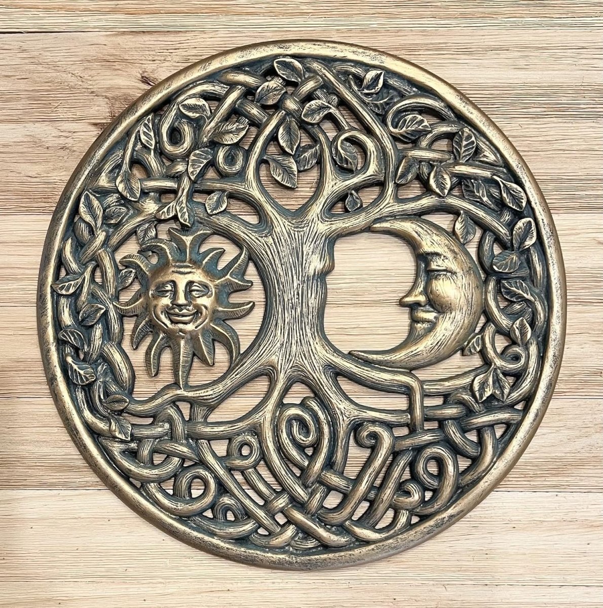 Sun Moon Face Wall Plaque Tree of Life Celtic - Kwikley