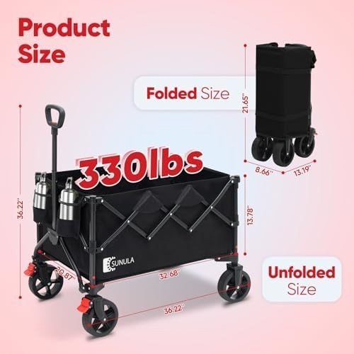 Sunula Folding Festival Trolley 250L Heavy Duty Camping Wagon 330lbs - Kwikley