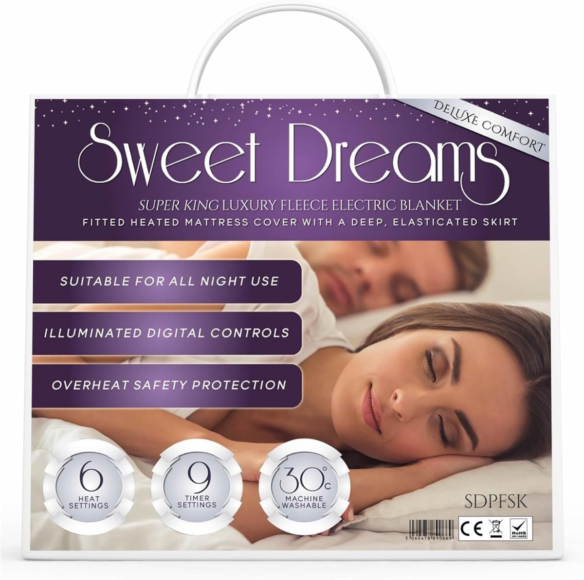 Super King Electric Underblanket Dual Control Luxury Fleece Fast Heat Auto Off - Kwikley