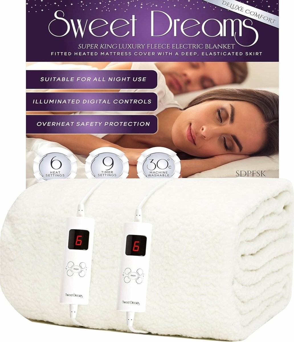 Super King Electric Underblanket Dual Control Luxury Fleece Fast Heat Auto Off - Kwikley