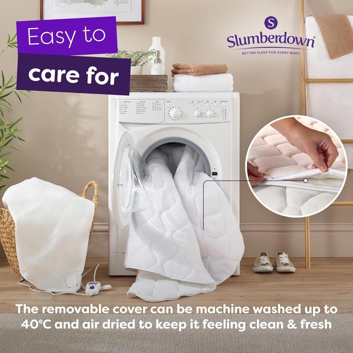 Super King Electric Underblanket Dual Control Multi Zone 9 Heat Washable 160x170 - Kwikley
