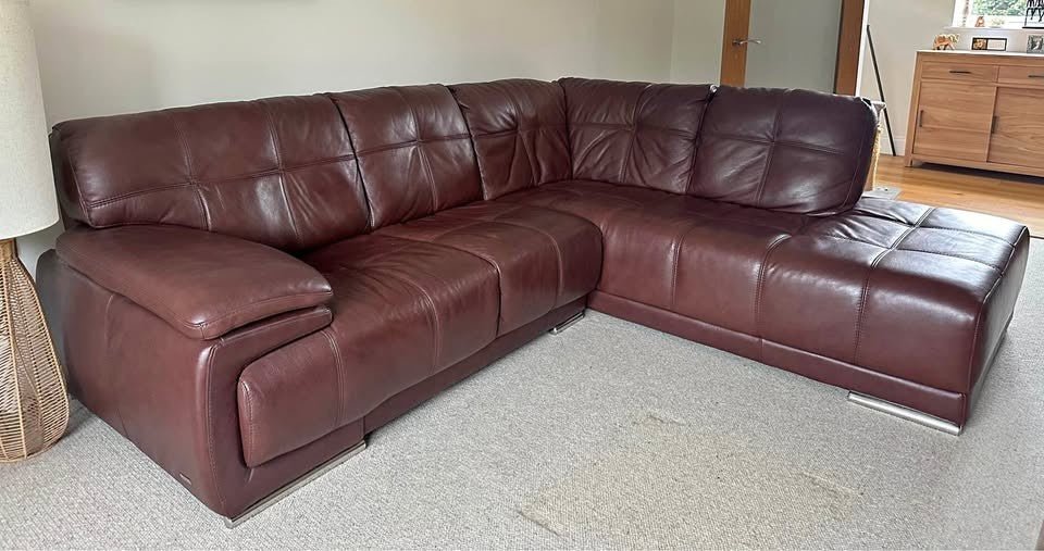 Superb Luxe Brown Leather Corner Sofa (PTP) - Kwikley
