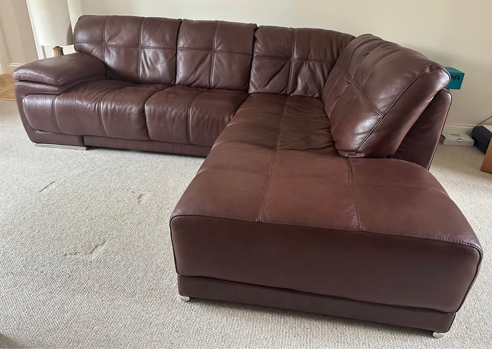 Superb Luxe Brown Leather Corner Sofa (PTP) - Kwikley