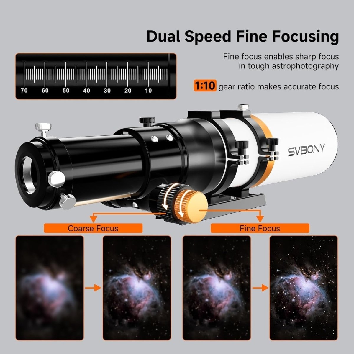 SV503 80MM F7 ED Refractor Telescope OTA White Dual - Speed Focuser - Kwikley