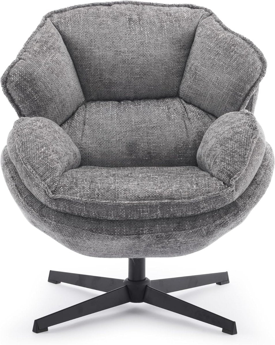 Swivel Accent Chairs Set of 2 Armchair Lounge Sofa 360° Metal Legs Grey - Kwikley