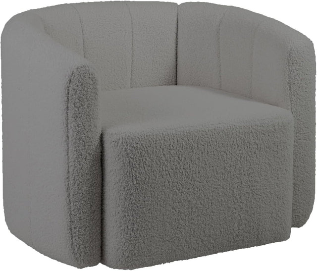 Swivel Boucle Accent Chair Grey Sherpa Lounge Barrel Armchair Sofa